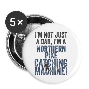 Dad Catching - Pike Fishing - Buttons small 1''/25 mm (5-pack) - white - Front