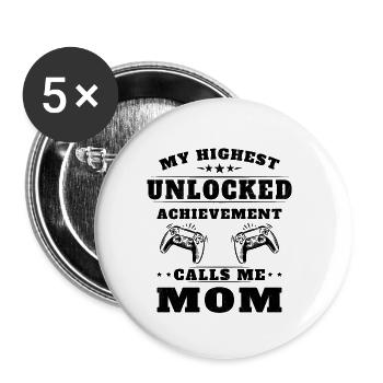 Meine höchste Errungenschaft nennt mich Mama - Buttons klein 25 mm (5er Pack) - Weiß - Vorne