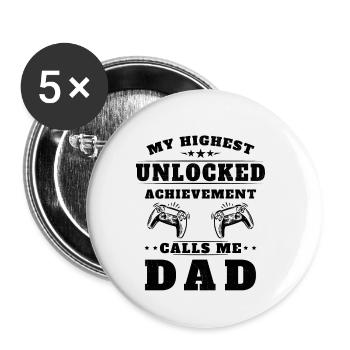 Mon plus haut succès débloqué m'appelle papa - Lot de 5 petits badges (25 mm) - blanc - Devant