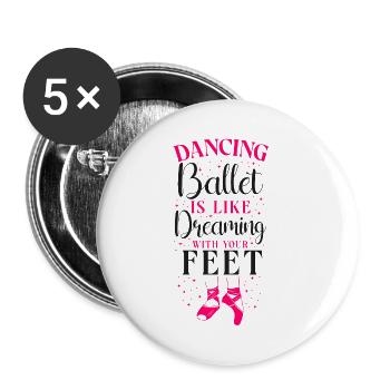 Ballet Danseuse Danse Ballerine - Lot de 5 petits badges (25 mm) - blanc - Devant