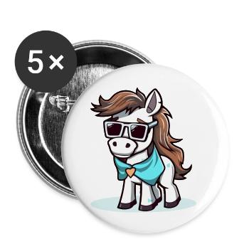 Tim das Pferd - Buttons klein 25 mm (5er Pack) - Weiß - Vorne