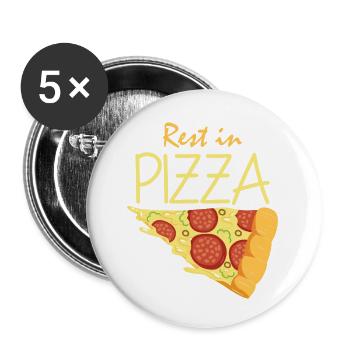 Restes dans la pizza - Lot de 5 petits badges (25 mm) - blanc - Devant