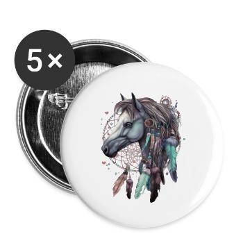Traumfänger Pferd Federn Esoterik - Buttons klein 25 mm (5er Pack) - Weiß - Vorne