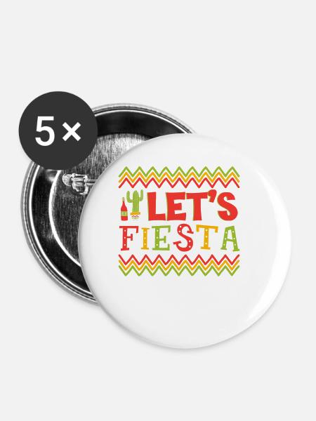 Lets Fiesta - Buttons klein 25 mm (5er Pack) - Weiß