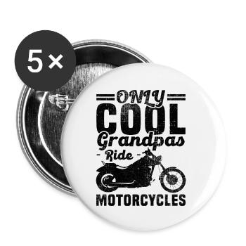 Nur coole Opa fährt Motorrad - Buttons klein 25 mm (5er Pack) - Weiß - Vorne