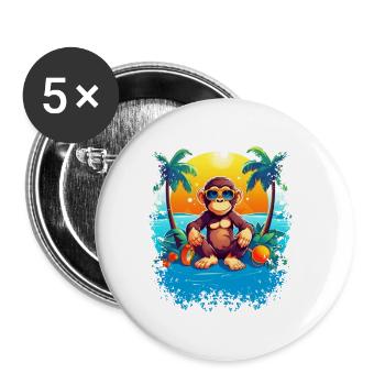 Tropical Monkey Paradise: Lustiger und modischer Beac - Buttons klein 25 mm (5er Pack) - Weiß - Vorne
