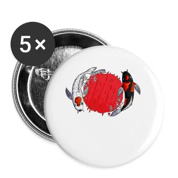 Koi Breeding Koi Ying Yang Japan Fan Koi Lovers - Buttons small 1''/25 mm (5-pack) - white - Front