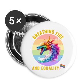 Gay Pride – Feuer und Gleichheit spucken - Buttons klein 25 mm (5er Pack) - Weiß - Vorne