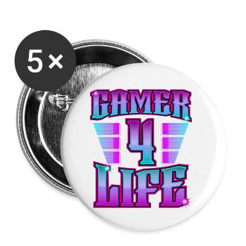 Gamer 4 Life Idée cadeau Gamer for Life - Lot de 5 petits badges (25 mm) - blanc - Devant
