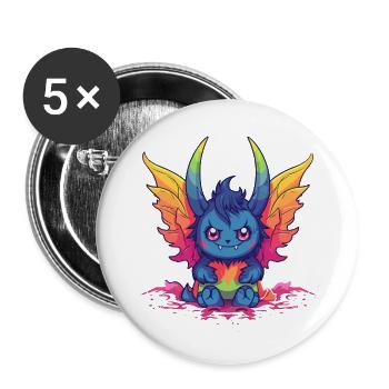 Démon du mois de la fierté - Lot de 5 petits badges (25 mm) - blanc - Devant