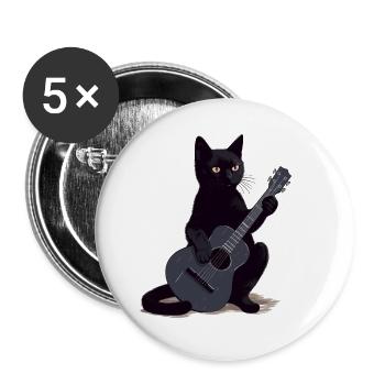 Musician Black Cat Guitarist Bombay Cats - Buttons small 1''/25 mm (5-pack) - white - Front