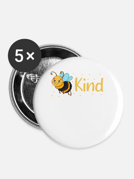 Bee Kind - Buttons klein 25 mm (5er Pack) - Weiß