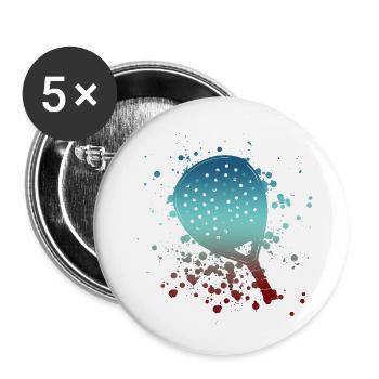 Padel Paddle Raquette Tennis Sport I Cadeau - Lot de 5 petits badges (25 mm) - blanc - Devant