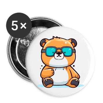 Molko, der Bär mit der Brille - Buttons klein 25 mm (5er Pack) - Weiß - Vorne