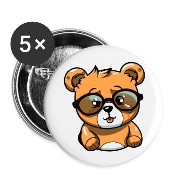 Maki l'ourson - Lot de 5 petits badges (25 mm) - blanc - Devant