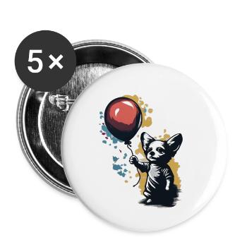 Chihuahua | Ballon | Niedlicher Hund | Welpe | - Buttons klein 25 mm (5er Pack) - Weiß - Vorne