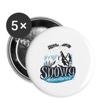 ABENTEUER IM SCHNEE - Buttons klein 25 mm (5er Pack) - Weiß - Vorne
