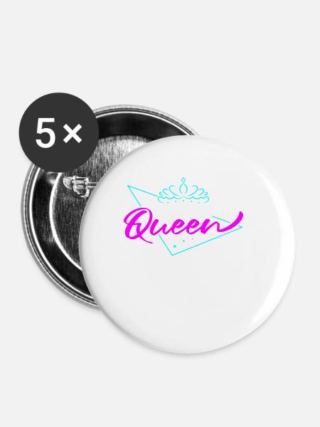 Birthday Queen - Buttons klein 25 mm (5er Pack) - Weiß