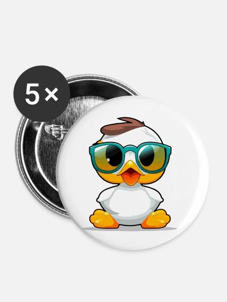 Popy die Ente - Buttons klein 25 mm (5er Pack) - Weiß