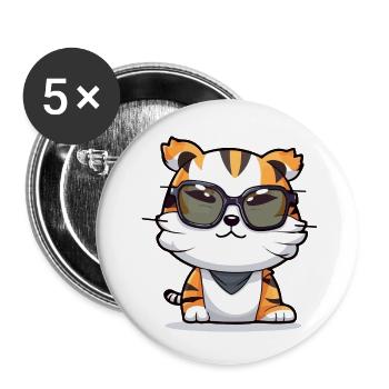 Kako le tigre - Lot de 5 petits badges (25 mm) - blanc - Devant