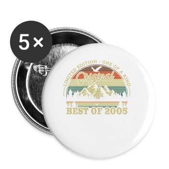 Birthday present 2005 - Buttons small 1''/25 mm (5-pack) - white - Front