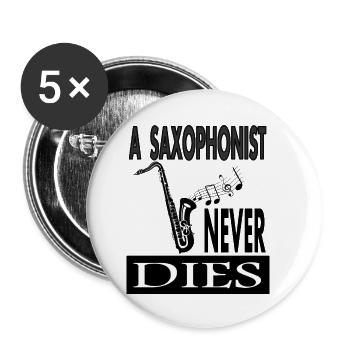 Saxophoniste Saxophone Instrument à vent Musique Cadeau - Lot de 5 petits badges (25 mm) - blanc - Devant