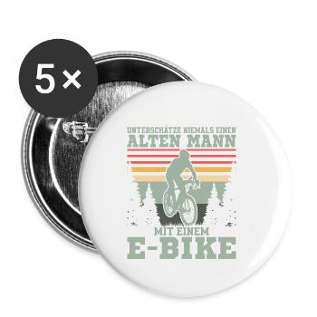 Unterschätze niemals einen alten Mann mit einem E- - Buttons klein 25 mm (5er Pack) - Weiß - Vorne