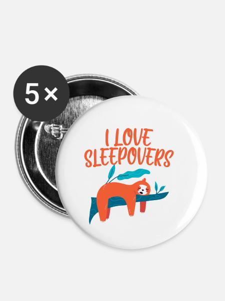 I Love Sleepovers 4 - Buttons klein 25 mm (5er Pack) - Weiß