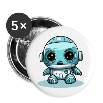 Zaak der kleine Roboter - Buttons klein 25 mm (5er Pack) - Weiß - Vorne