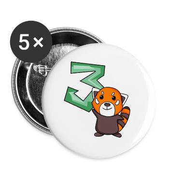 3. Geburtstag Motiv Roter Panda - drei Jahre alt - Buttons klein 25 mm (5er Pack) - Weiß - Vorne