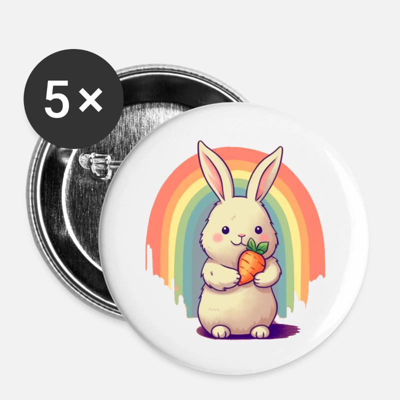 Hare - Buttons small 1''/25 mm (5-pack) - white