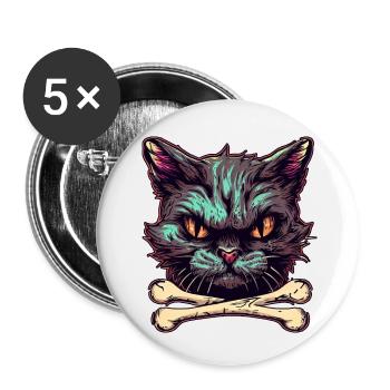 Devils Cat - Böse Katze - Buttons klein 25 mm (5er Pack) - Weiß - Vorne