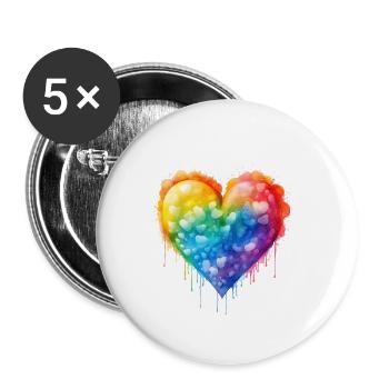 Love in All Colors-LGBT Pride - Buttons small 1''/25 mm (5-pack) - white - Front