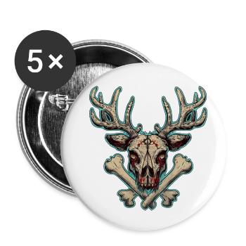 Zombie Deer Dead Evil - Buttons klein 25 mm (5er Pack) - Weiß - Vorne