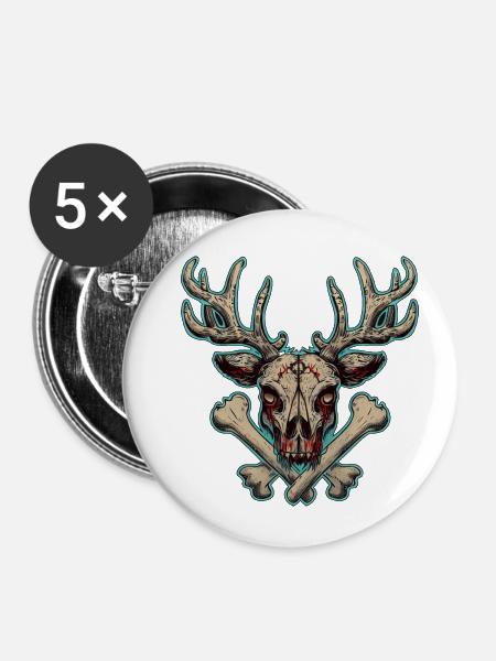 Zombie Deer Dead Evil - Buttons small 1''/25 mm (5-pack) - white