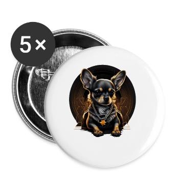 Chihuahua |Cool Dog | Rap | Hip-Hop | Gangster | - Buttons small 1''/25 mm (5-pack) - white - Front
