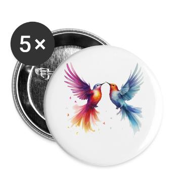 Bunte Vögel - Buttons klein 25 mm (5er Pack) - Weiß - Vorne