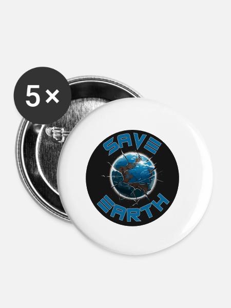 RETTE DIE ERDE - Buttons klein 25 mm (5er Pack) - Weiß