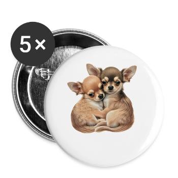 Chihuahua Welpen - Niedliche kleine Hunde Liebe - Buttons klein 25 mm (5er Pack) - Weiß - Vorne