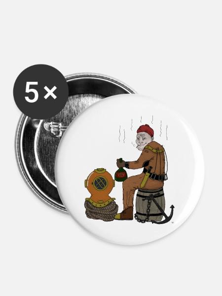 Taucher - Buttons klein 25 mm (5er Pack) - Weiß
