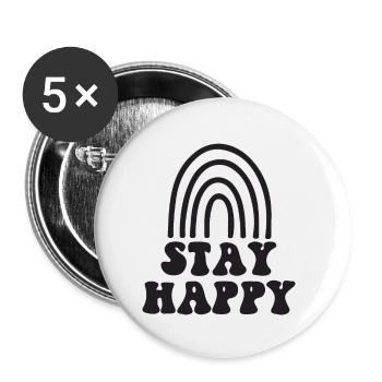 Stay Happy - Buttons small 1''/25 mm (5-pack) - white - Front