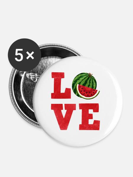 Wassermelone - Buttons klein 25 mm (5er Pack) - Weiß