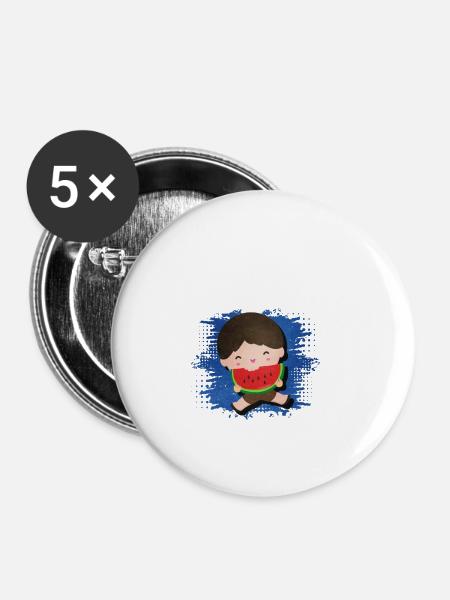 Wassermelone - Buttons klein 25 mm (5er Pack) - Weiß