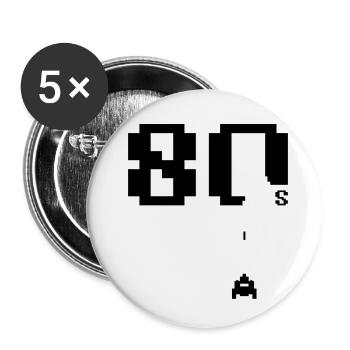 80er Jahre - Buttons klein 25 mm (5er Pack) - Weiß - Vorne