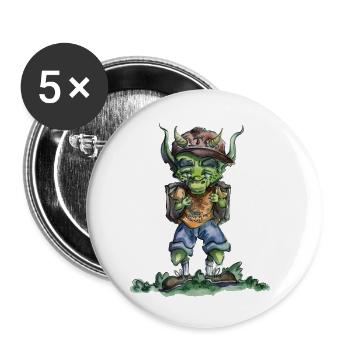 Dragon Going To School - Buttons small 1''/25 mm (5-pack) - white - Front