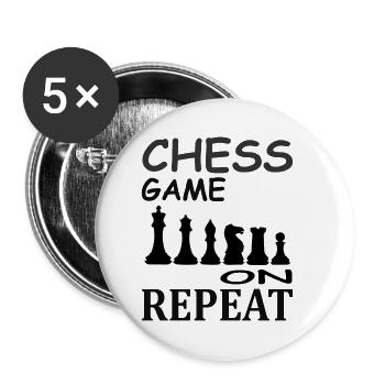 Jouer à Chess Checkmate Jeu de société Idée cadeau - Lot de 5 petits badges (25 mm) - blanc - Devant