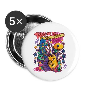 Emmenez-moi au pays des merveilles - Lot de 5 petits badges (25 mm) - blanc - Devant