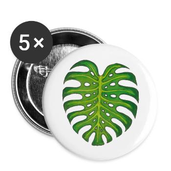Monstera / Leaf - Buttons small 1''/25 mm (5-pack) - white - Front