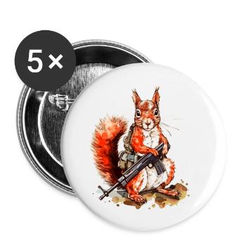 Eichhörnchen mit Maschinengewehr ist bewaffnet - Buttons klein 25 mm (5er Pack) - Weiß - Vorne