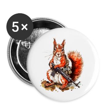 Eichhörnchen ist entschlossen und schwer bewaffnet - Buttons klein 25 mm (5er Pack) - Weiß - Vorne